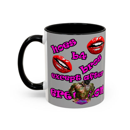 hoes b4 bros - Accent Mug (light grey)