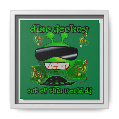 disc jockey - framed canvas art (dark green)