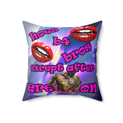 hoes b4 bros - Spun Polyester Square Pillow - (grey-pink wave)