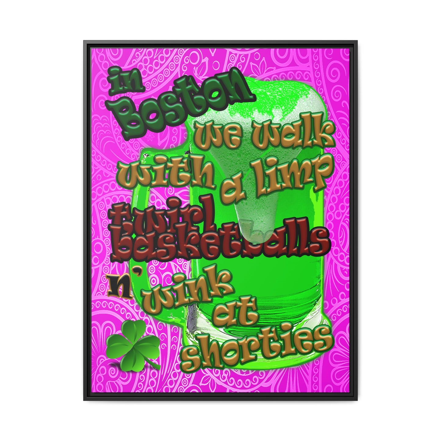 celtics logo - framed canvas art (pink swirl)