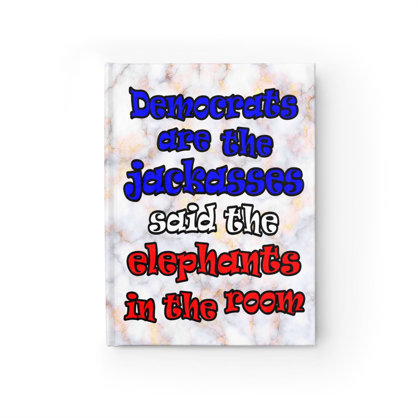 donkeys and elephants - journal-lined (white marble)