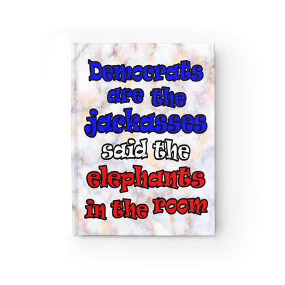 donkeys and elephants - journal-lined (white marble)