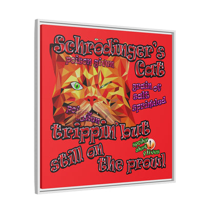 schrodinger's cat - framed canvas art (red)