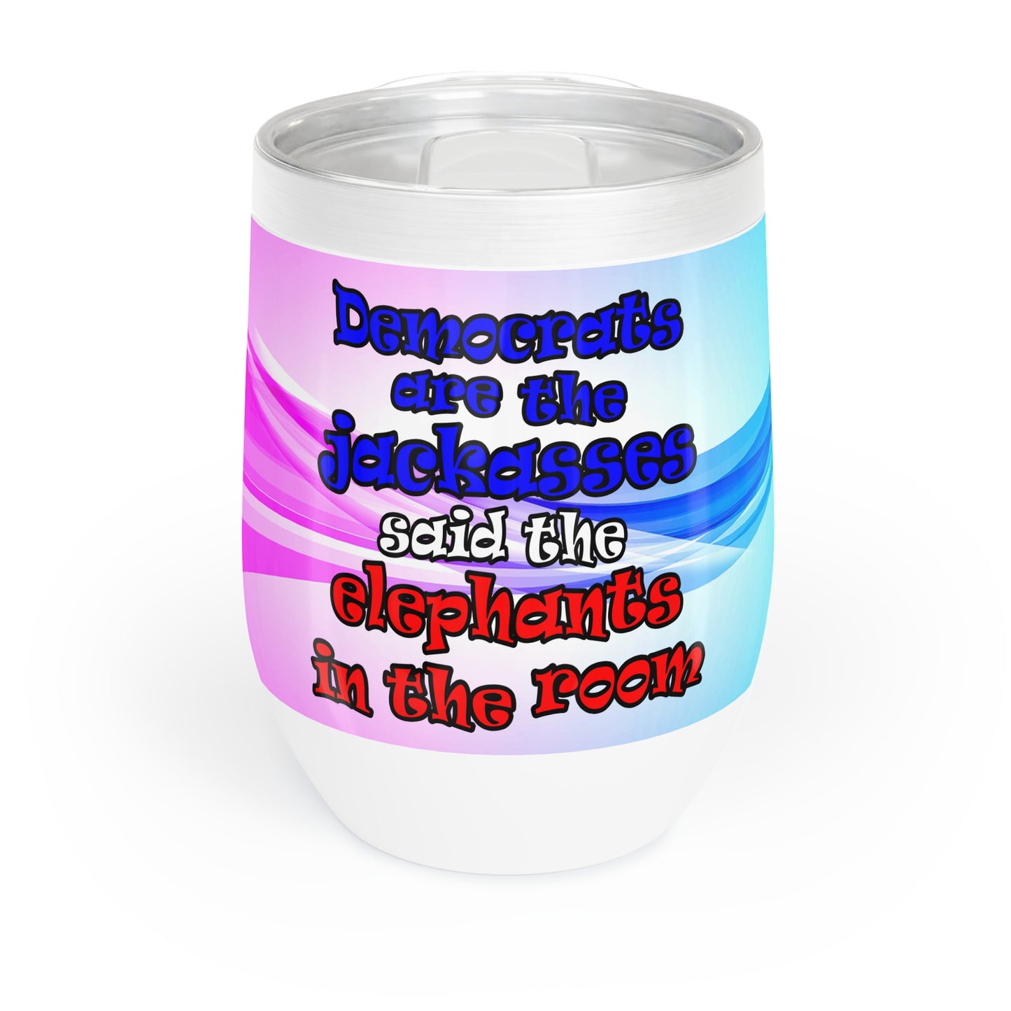 donkeys and elephants - Chill Wine Tumbler (light blue-pink wave)