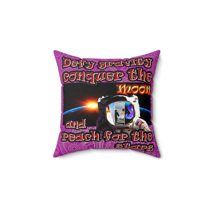 defy conquer reach - Faux Suede Square Pillow - (pink swirl)