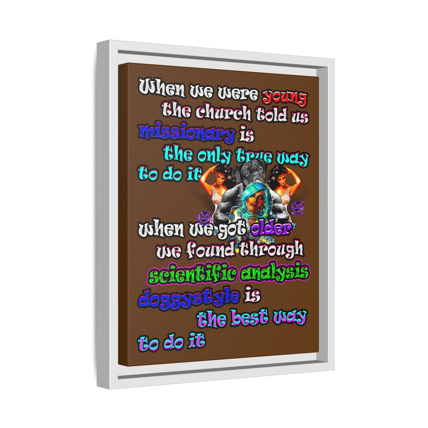 doggystyle - framed canvas art (brown)