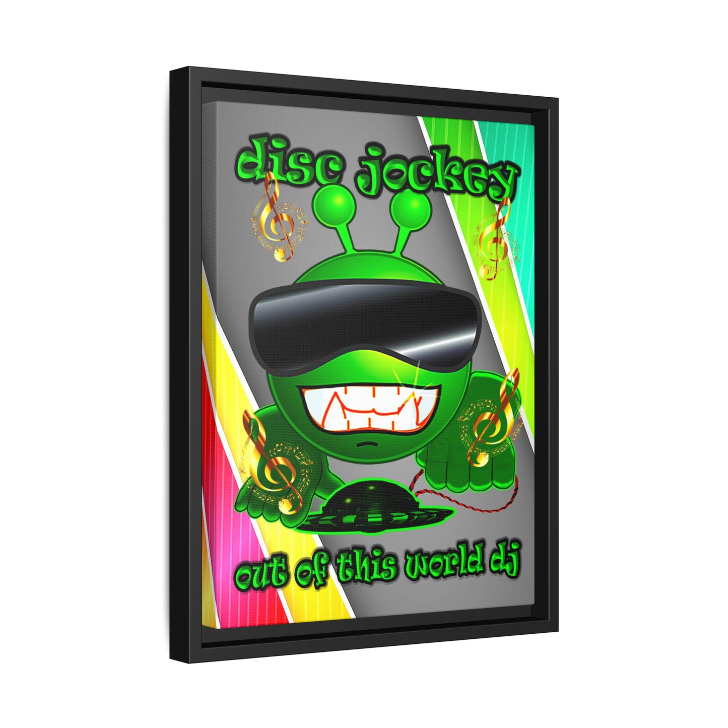 disc jockey - framed canvas art (rainbow split)