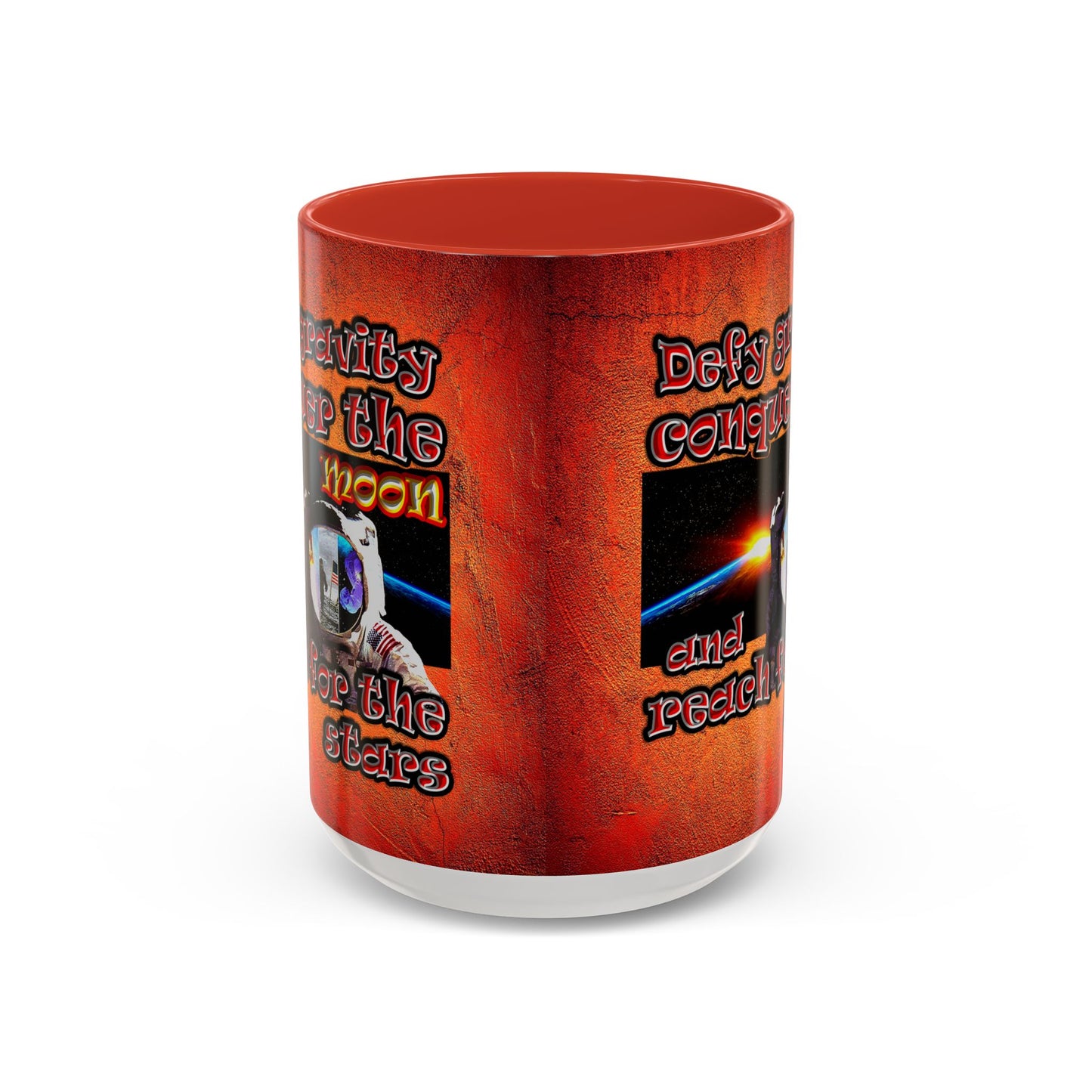 defy conquer reach - Accent Mug (burnt orange)
