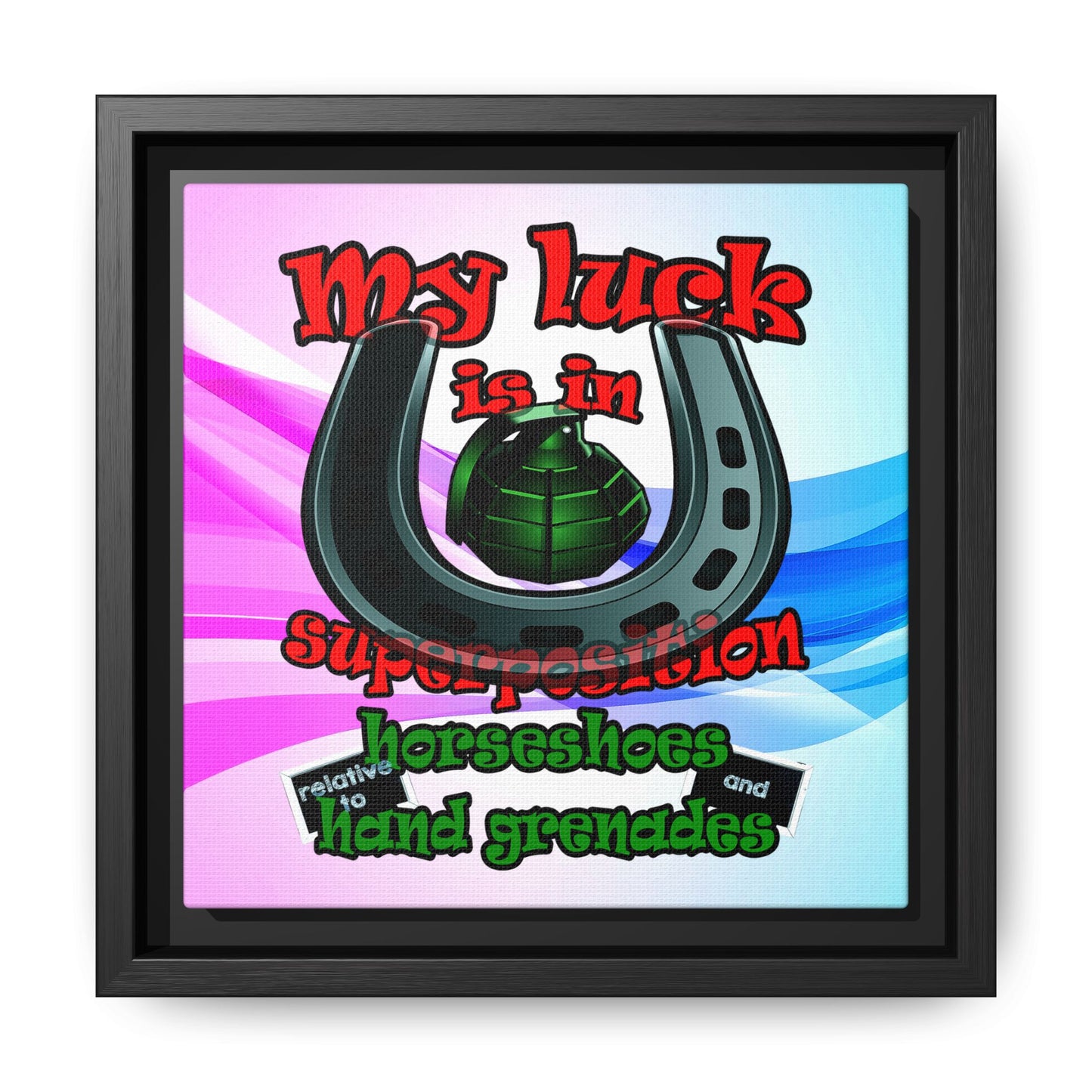 my luck - framed canvas art (light blue-pink wave)