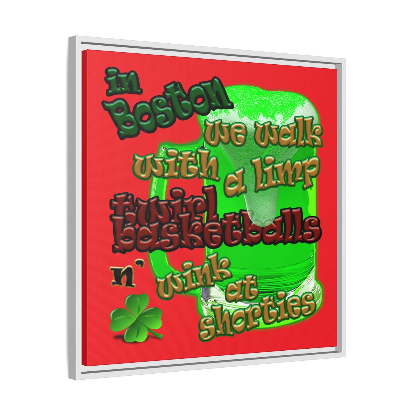 celtics logo - framed canvas art (red)