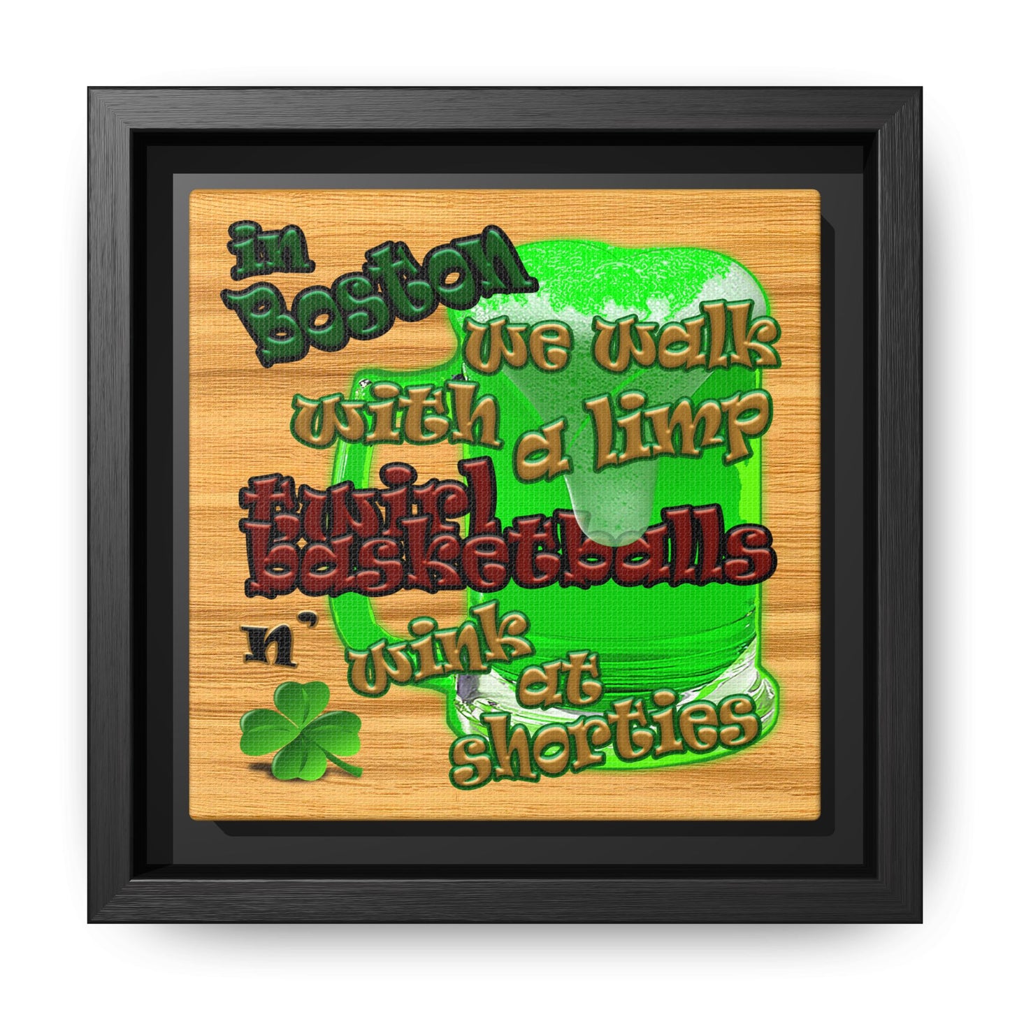 celtics logo - framed canvas art (butterscotch wood finish)