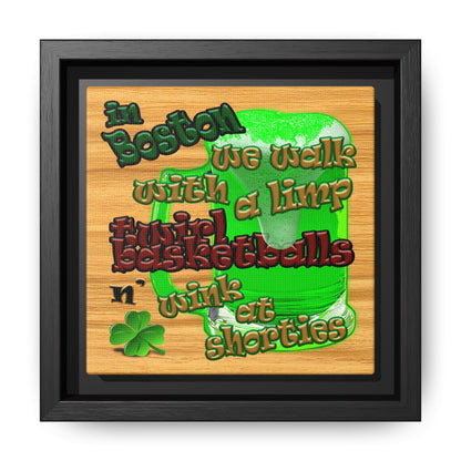 celtics logo - framed canvas art (butterscotch wood finish)