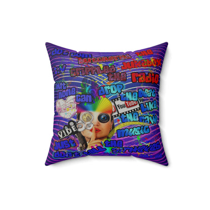 drop the beat - Faux Suede Square Pillow - (purple wave)