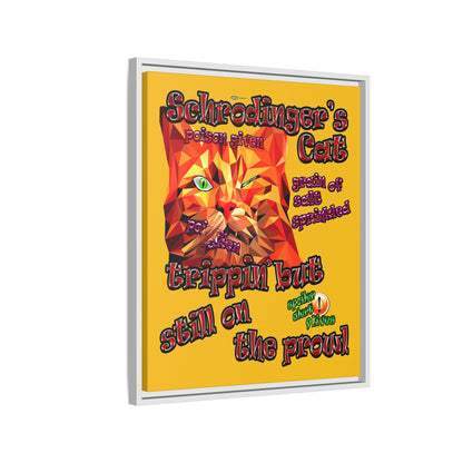 schrodinger's cat - framed canvas art (yellow)