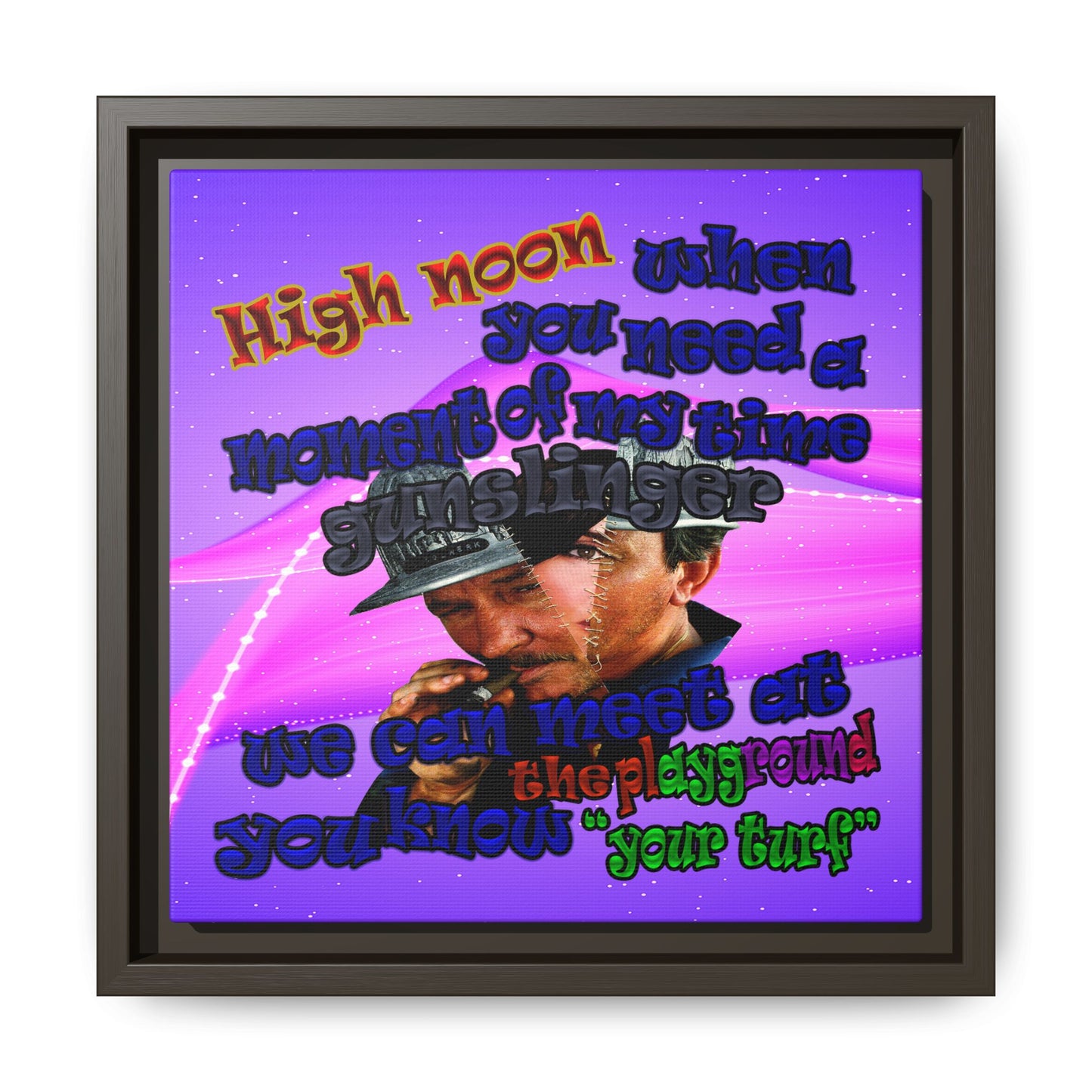 high noon - framed canvas art (purple-pink wave)