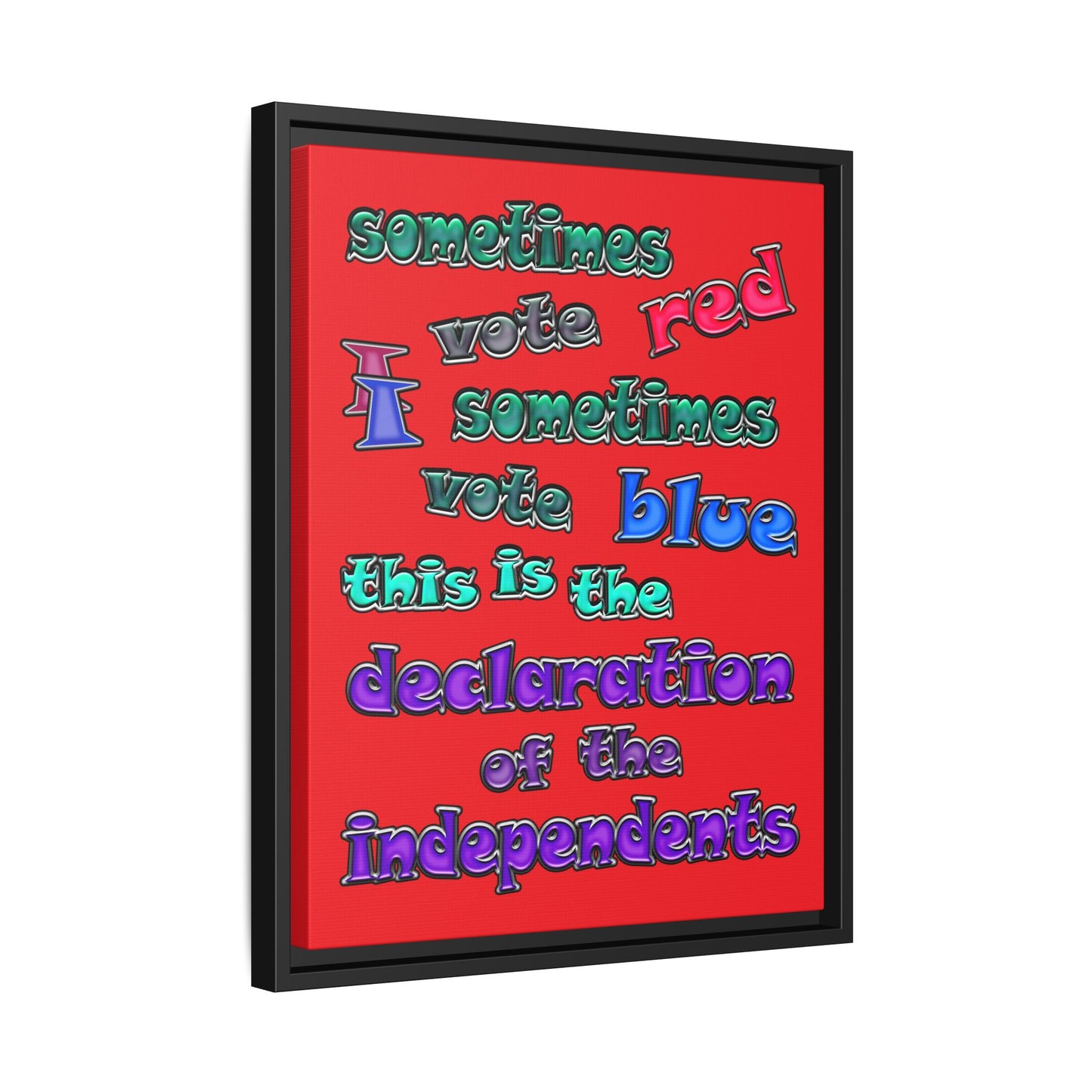 declaration of the independents - framed canvas art (red)