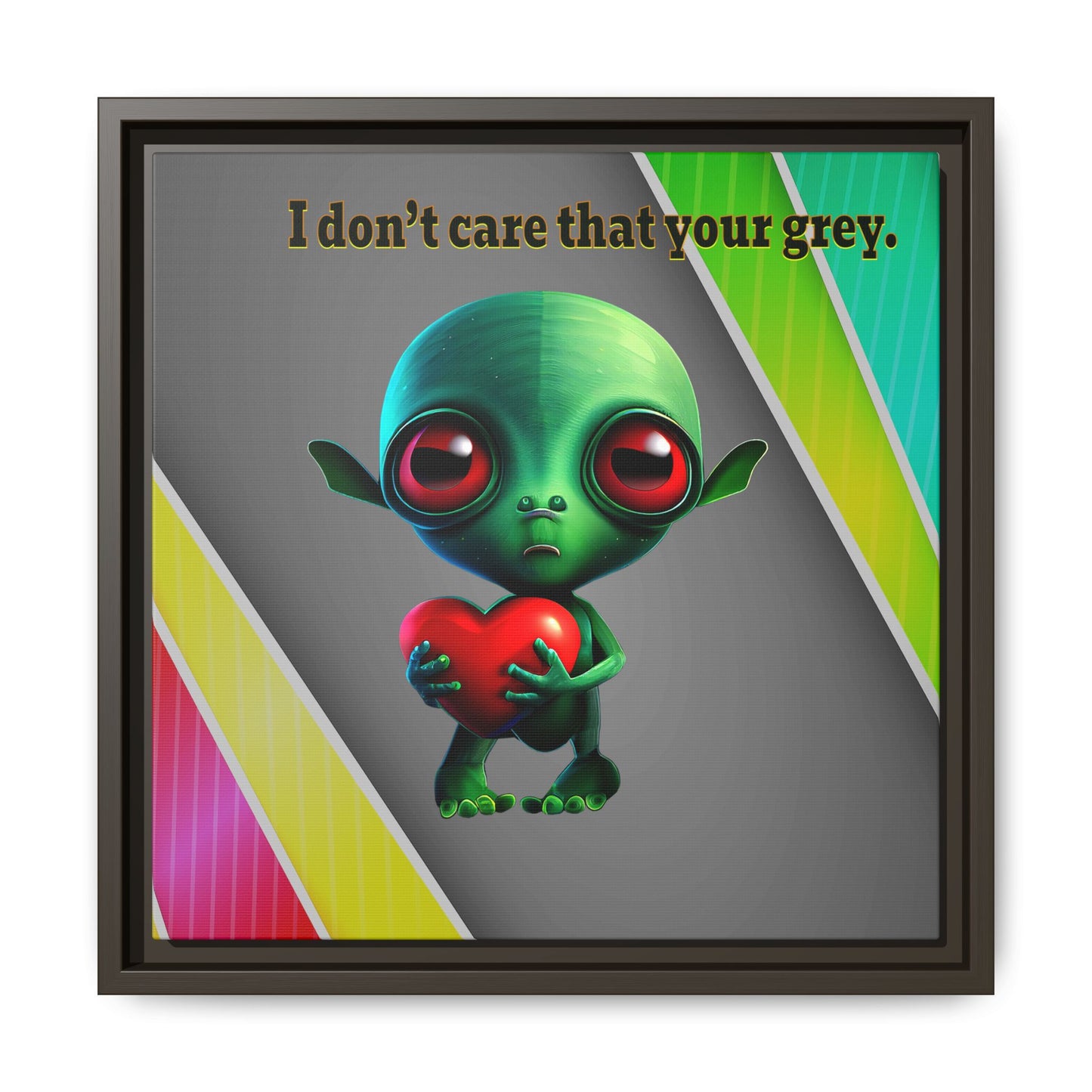 I don't care that your grey - framed canvas art (rainbow split)