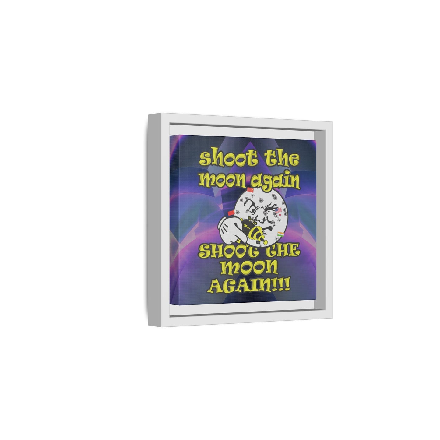 shoot the moon again - framed canvas art (grey-pink wave)