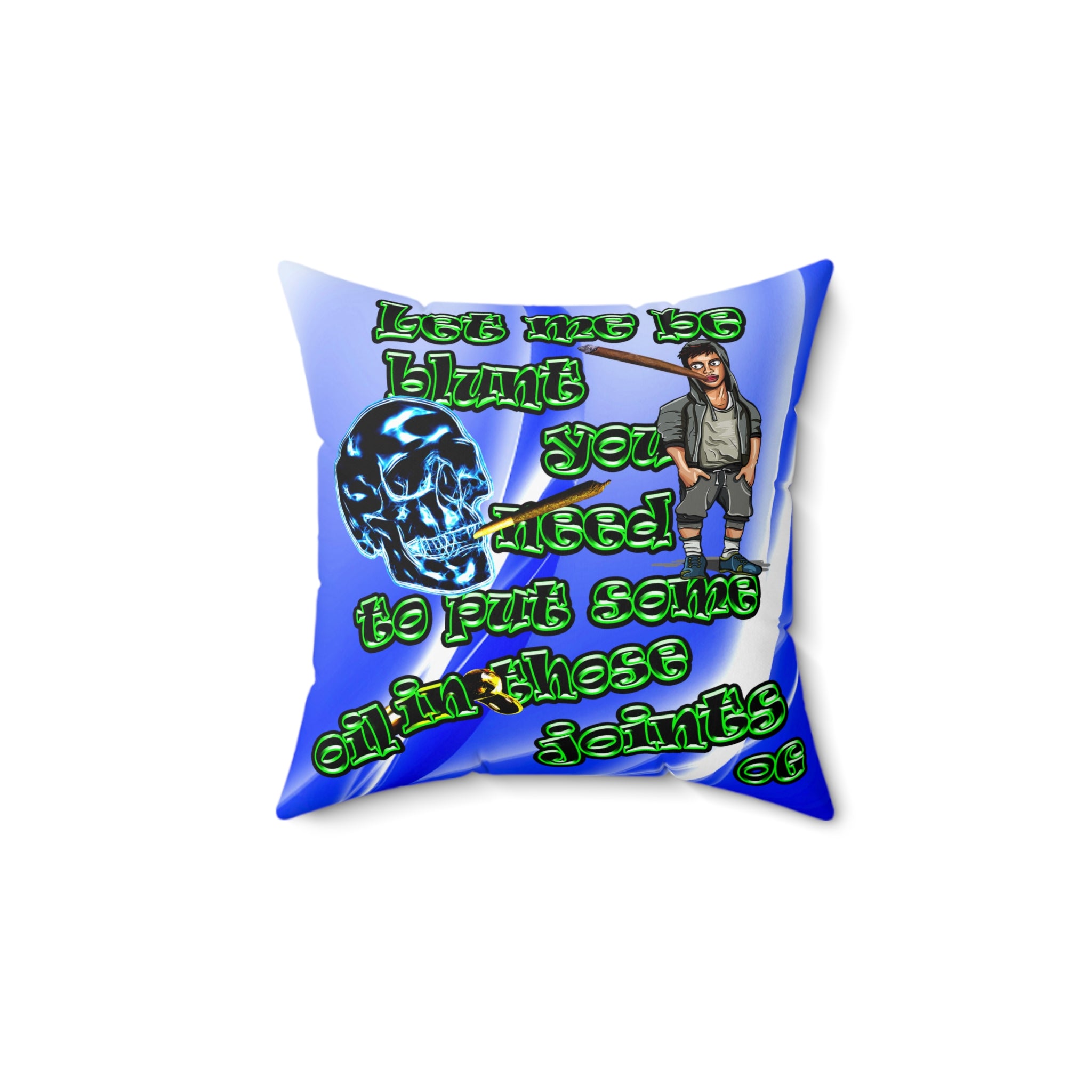 og - Spun Polyester Square Pillow - (blue-white wave)
