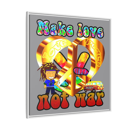 love peace - framed canvas art (grey)