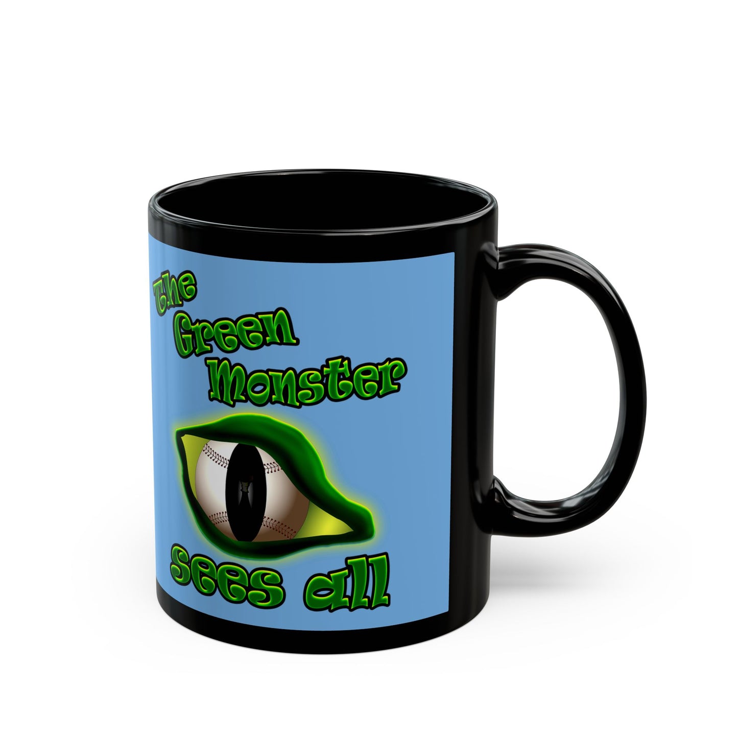 green monster - Black Mug (light blue)