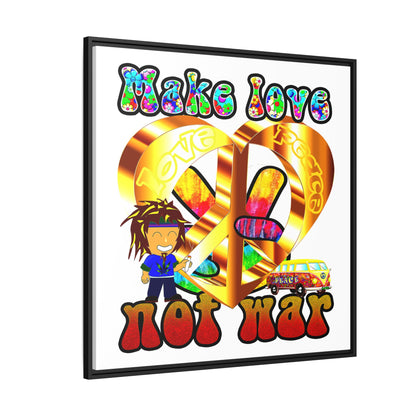 love peace - framed canvas art (white)