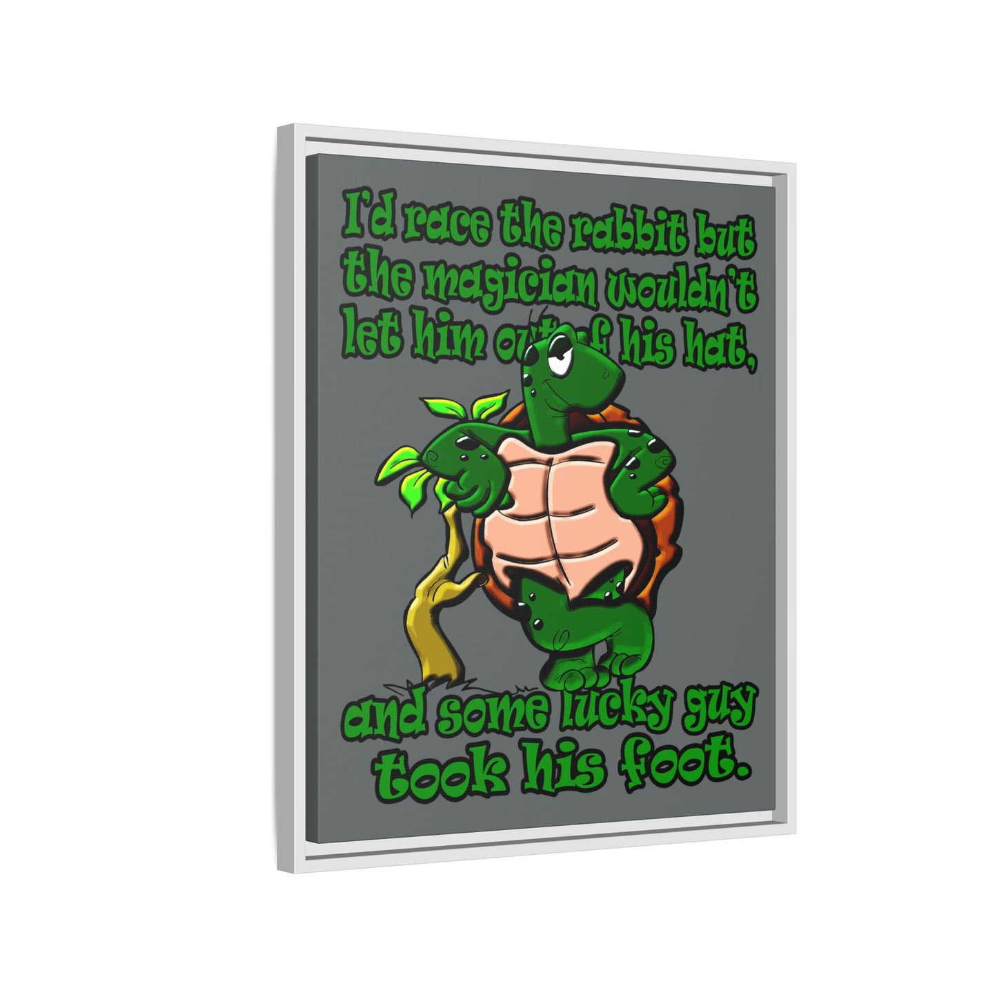 turtle race - framed canvas art (dark grey)