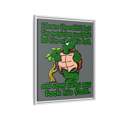 turtle race - framed canvas art (dark grey)