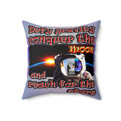 defy conquer reach - Faux Suede Square Pillow - (light blue-pink wave)