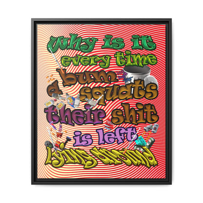 the bum's shit - framed canvas art (yellow-orange wave)