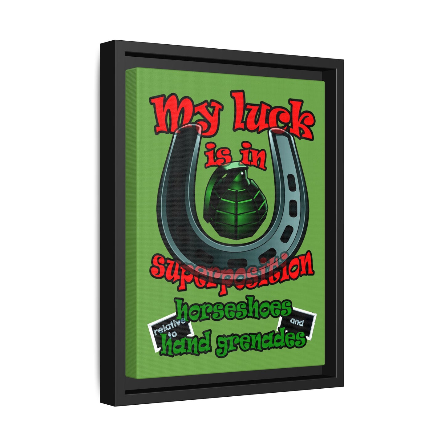 my luck - framed canvas art (green)