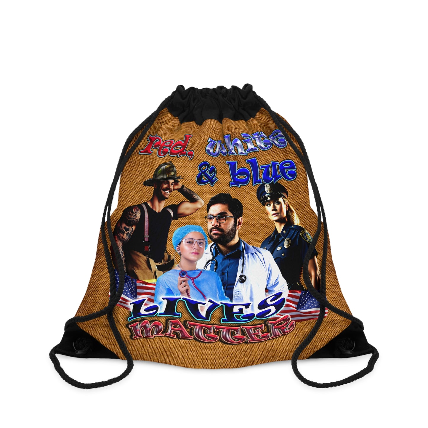 rw&b lives matter - Drawstring Bag (dichromatic brown papyrus)