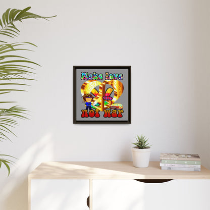 love peace - framed canvas art (grey)