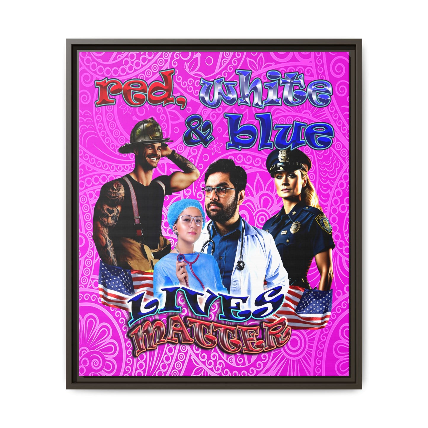 rw&b lives matter - framed canvas art (pink swirl)