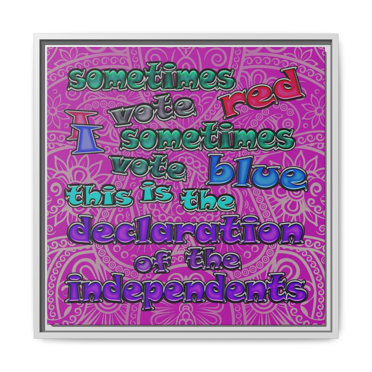 declaration of the independents - framed canvas art (pink swirl)