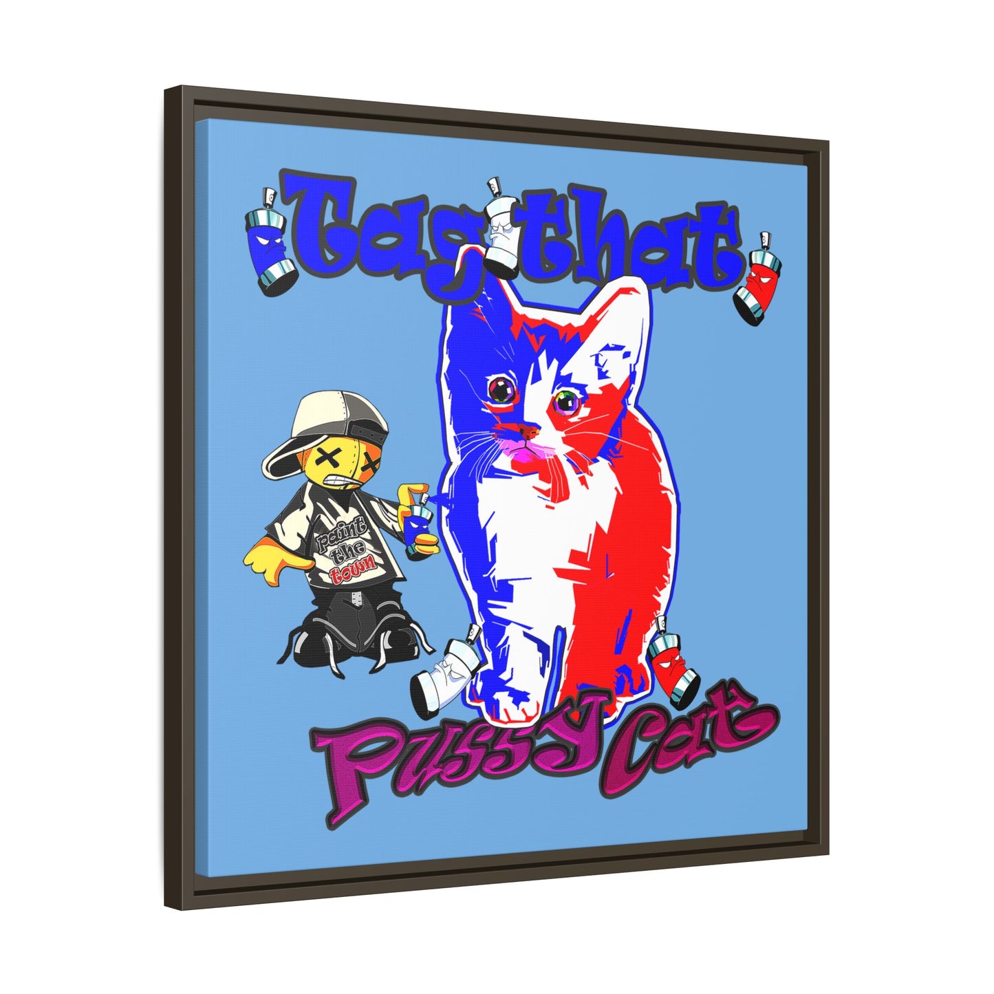 tag that - framed canvas art (light blue)