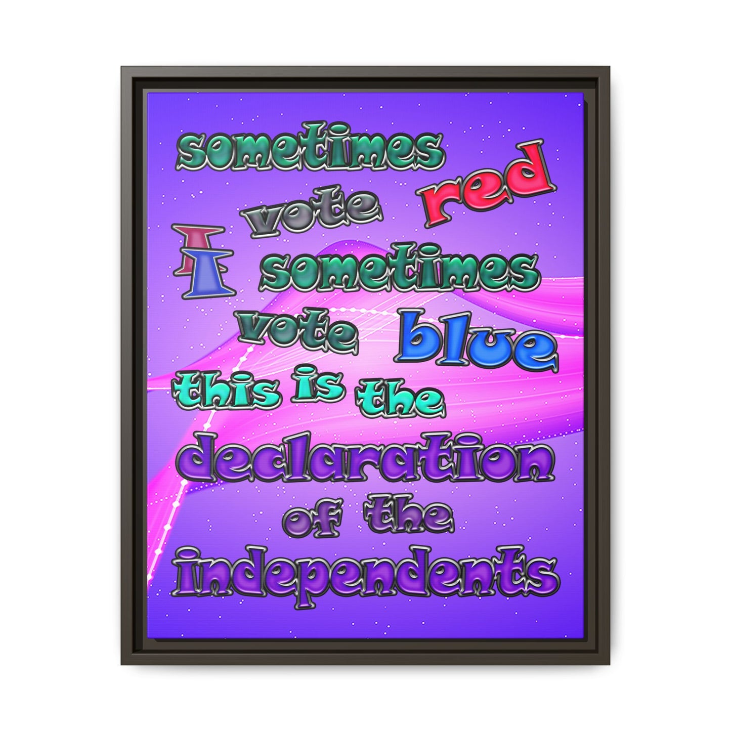 declaration of the independents - framed canvas art (purple-pink wave)