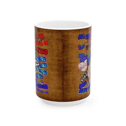 drop the beat - White Mug (brown papyrus)