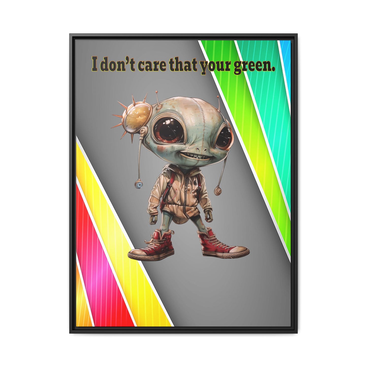 I don't care that your green - framed canvas art (rainbow split)