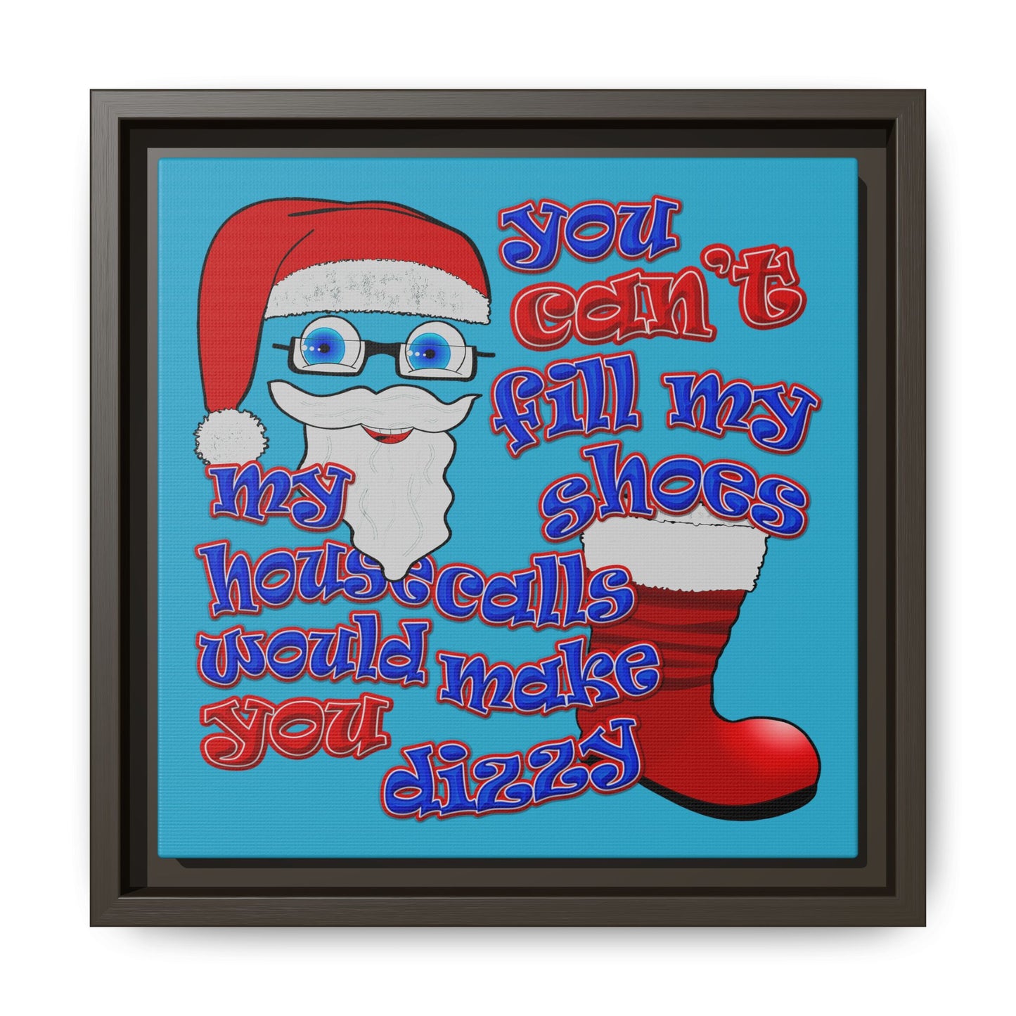 santa's shoes - framed canvas art (turquoise)