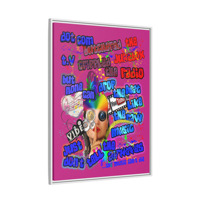 drop the beat - framed canvas art (pink)