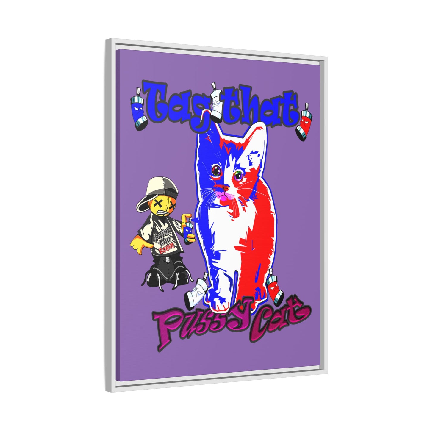 tag that - framed canvas art (light purple)