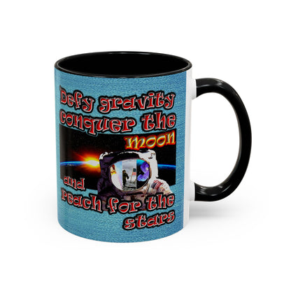 defy conquer reach - Accent Mug (faded blue)