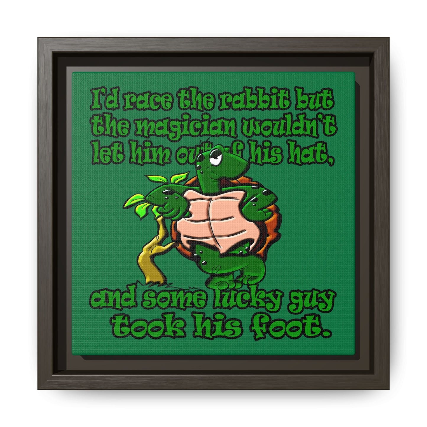 turtle race - framed canvas art (dark green)