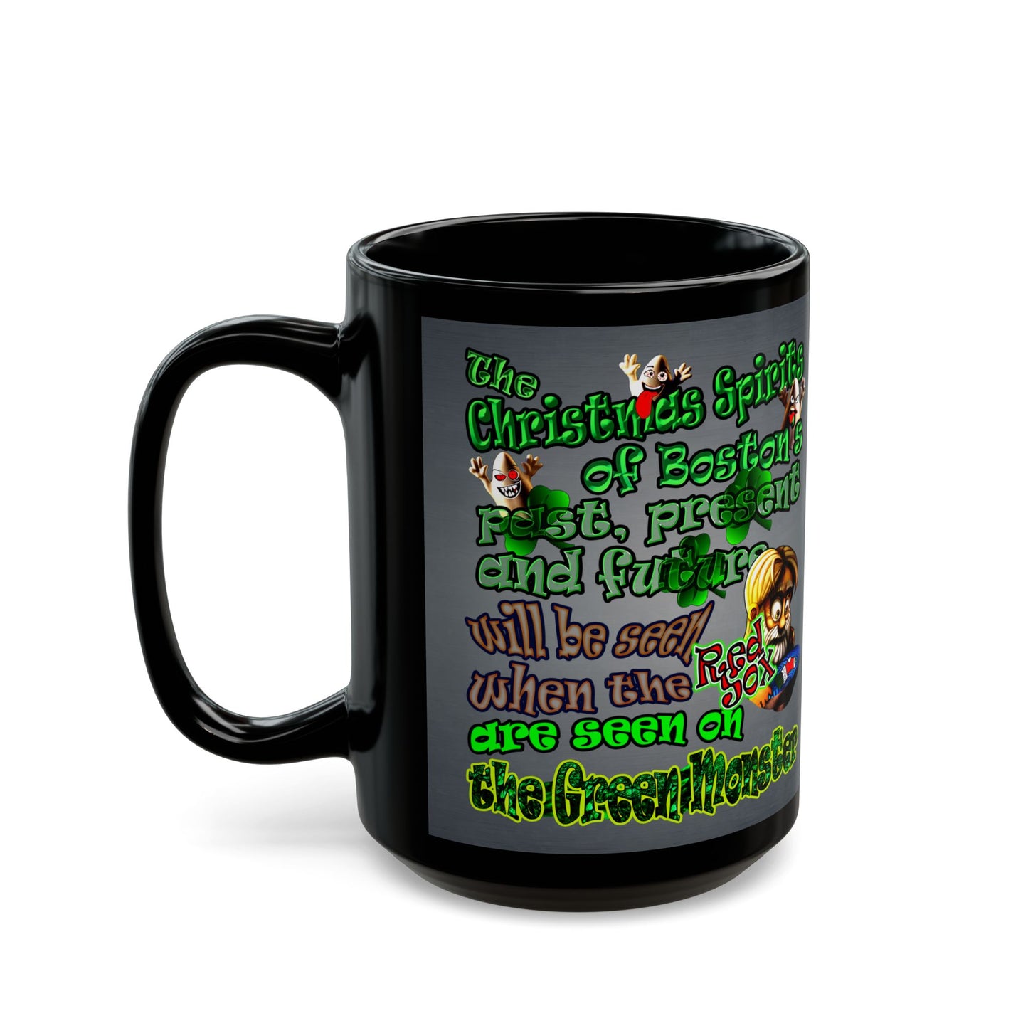 christmas spirits of boston - Black Mug (grey-light grey)