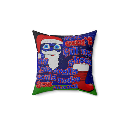 santa's shoes - Spun Polyester Square Pillow - ('snoops' background)