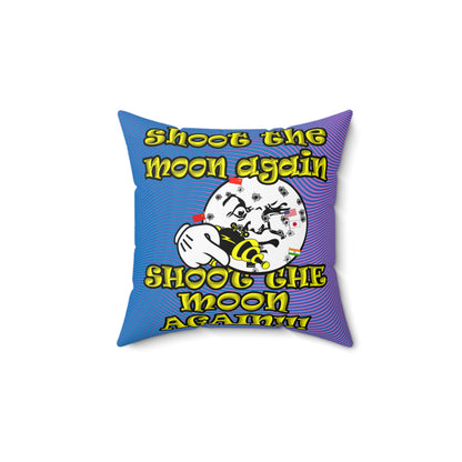 shoot the moon again - Spun Polyester Square Pillow - (light blue-purple wave)