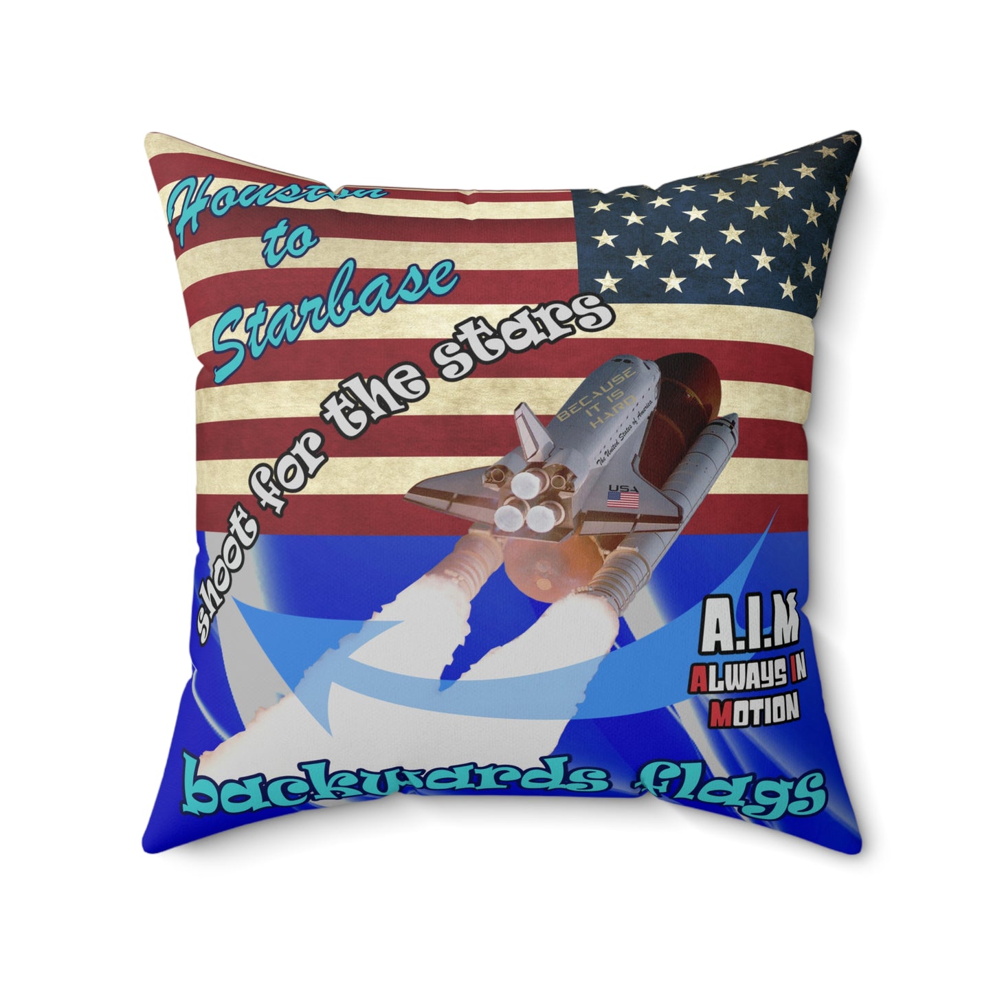 shoot for the stars - Spun Polyester Square Pillow - (blue-white wave)
