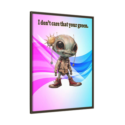 I don't care that your green - framed canvas art (light blue-pink wave)