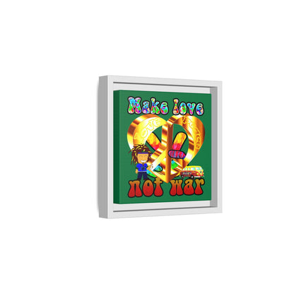 love peace - framed canvas art (dark green)